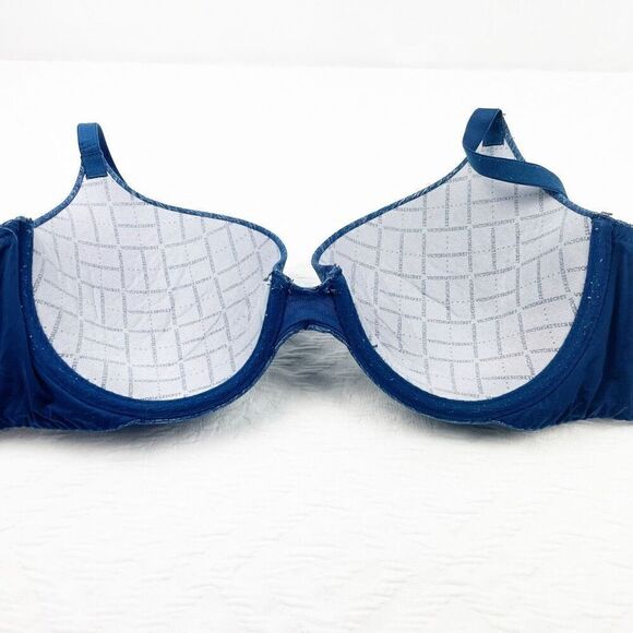 BUY 1 GET 1 FREE Victorias Secret 34D navy blue bra perfect shape space dye - Picture 6 of 10